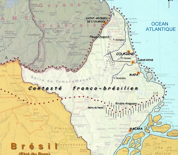 Carte du contesté franco-brésilien