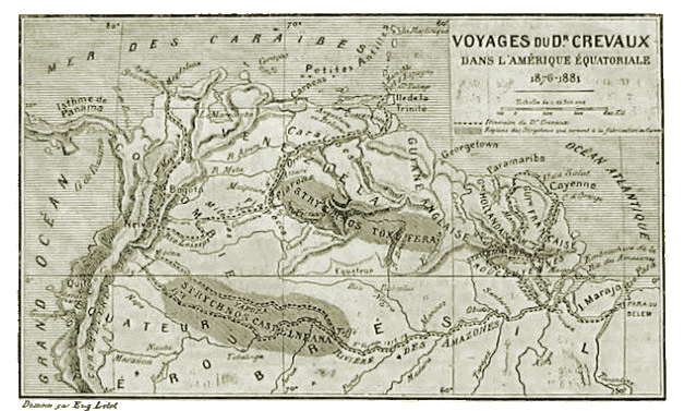 cartes des voyages de Jules Crevaux